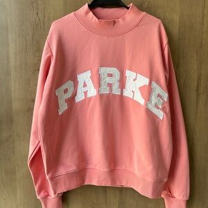 Parker Coral Pink Crewneck Sweatshirt with White Appliqué